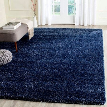 Soft Navy Blue Shaggy Hall Rug
